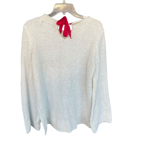 Lauren Conrad Disney Sweater Womens Large Sequin Snow White Cream‎ Bow - Picture 2 of 12